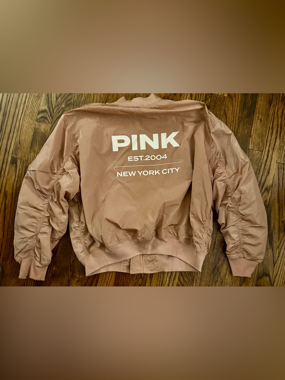 PINK Victoria's Secret Blush Bomber Jacket with White Logo